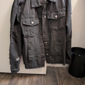 NWOT Distressed Black Denim Jacket